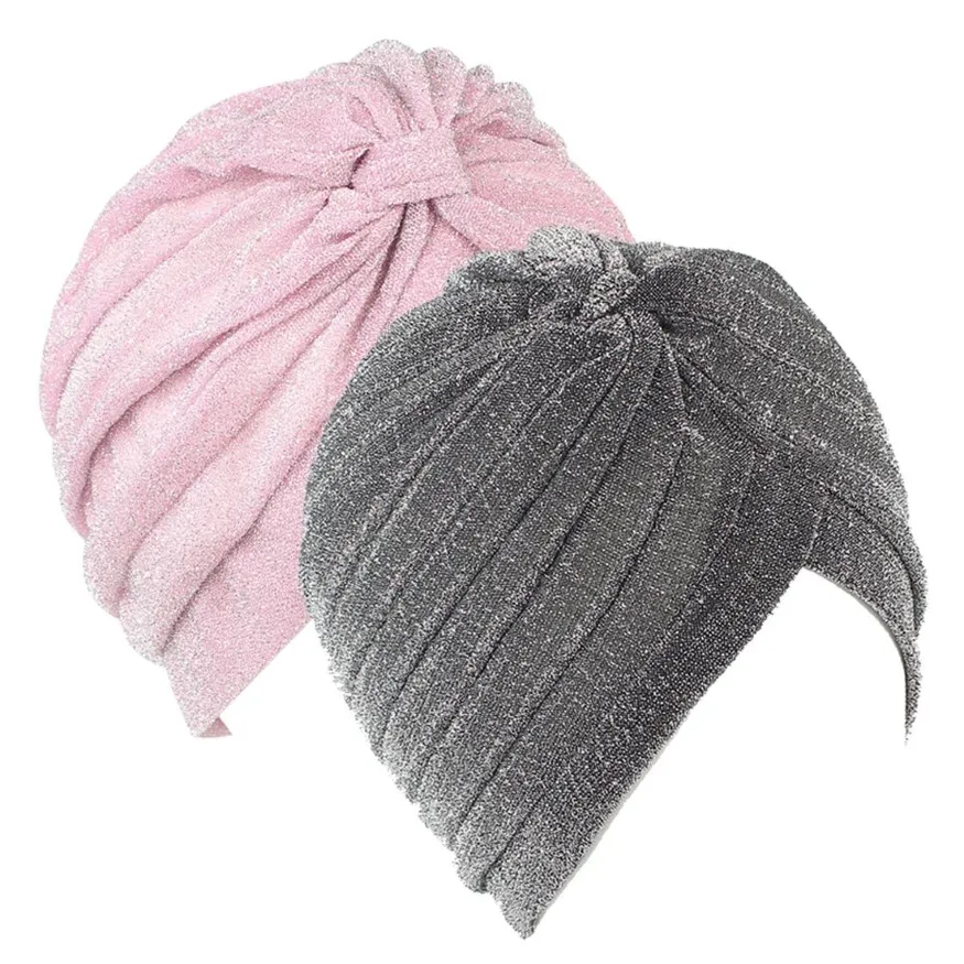 Entièrement nouveaux hommes et femmes Casual or brillant soie Indien Chapeaux Moyen-Orient Musulman À Volants Turban Foulard Chapeaux Tête Wrap Tête Cov251F