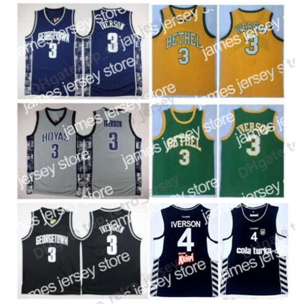 James NCAA Georgetown Hoyas Allen Iverson College Jersey 4 Allen Iverson Besiktas Cola Turka의 터키 터키어 Bethel Irish High School 농구