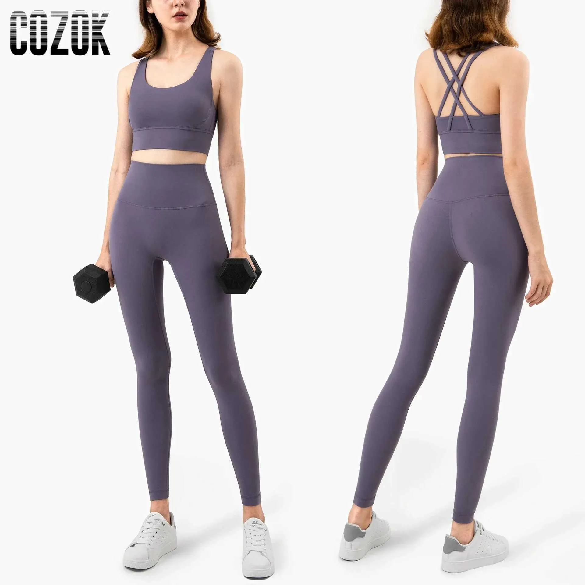 Damen-Trainingsanzüge, 2-teilig, nahtlos, Yoga-Set, Fitnessstudio, Fitnesskleidung, Damen-Trainingsset, Yoga-Set, Sport-BH, Crop-Top, Übungsbein, Sportbekleidung J240305