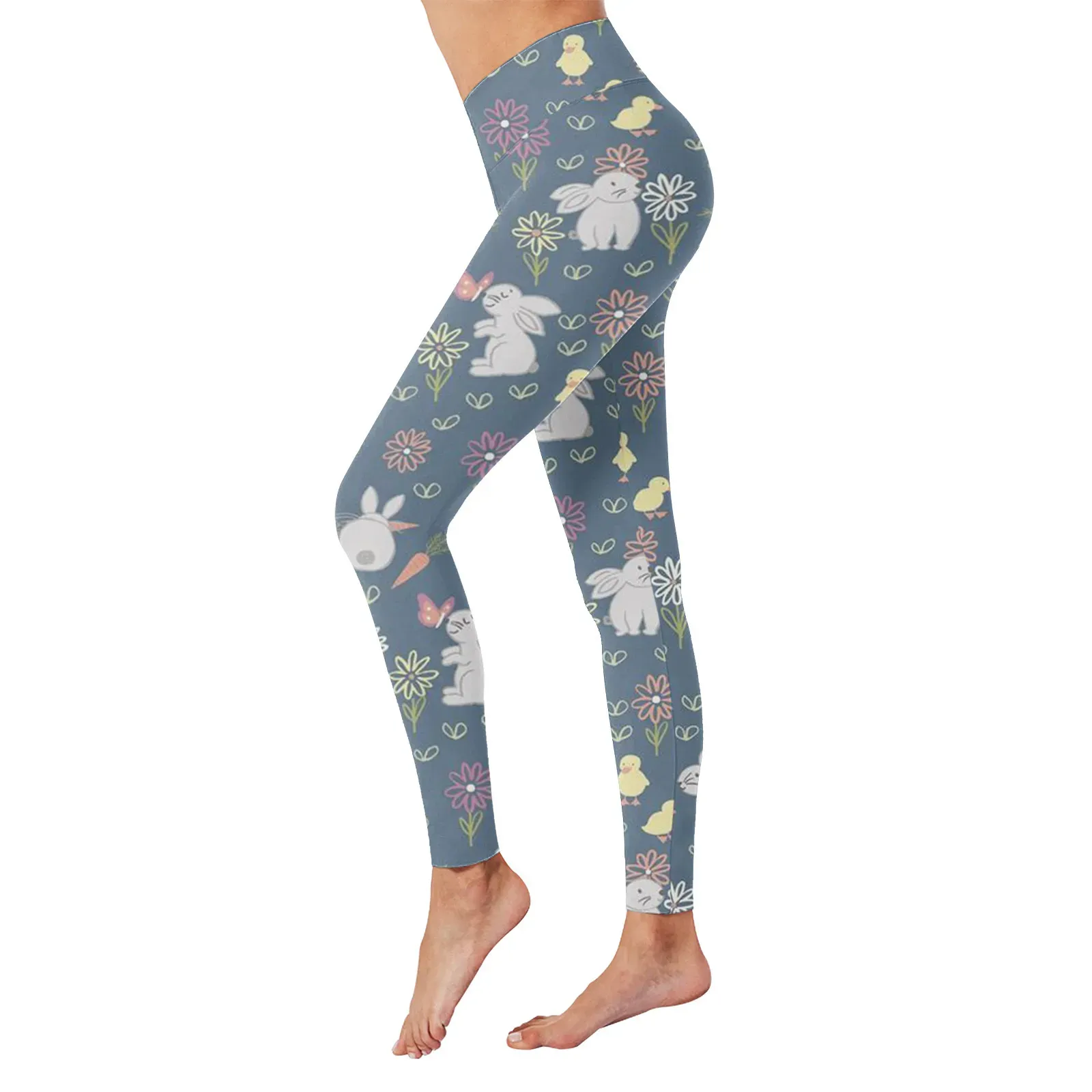 Capris dia de páscoa para coelho imprimir calças de cintura alta para leggings femininas calças de compressão correndo fitness calças de cintura alta