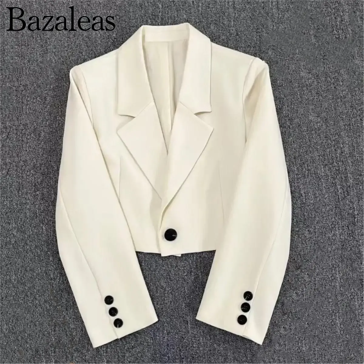 Blazers 2023 Damskie obroża lapowe Eleganckie biuro białe ucięte piersi Blazer Vintage Traf Store