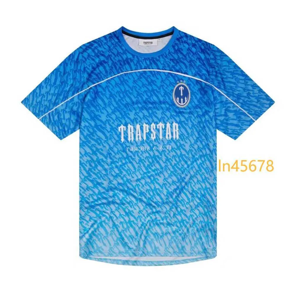 Męskie T-shirty Limited Nowa Trapstar London Mens T-sens krótki rękaw Unisex Blue Shirt for Men Fashion Harajuku TEE TOPS MALE T SHIRTS Y2K G230307 2024