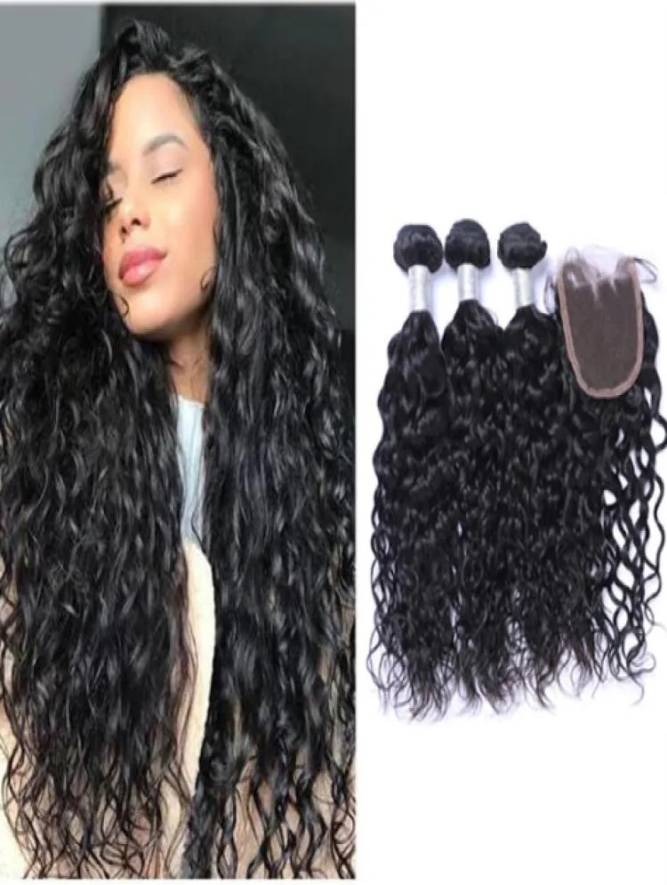 Peruvian Natural Wave Human Hair 3 Bundles with Closure Double Weft Dyeable Pre Plucked Natural Hairline4186511