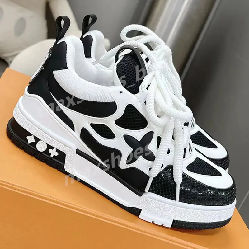 2024 Skate Shoes Men Designer Running Shoe Chunky Platform Defender Shoe Fashion Prossed Rubber äkta läder Sneakers Shoes Tenis Casual Shoe 36-45 B34