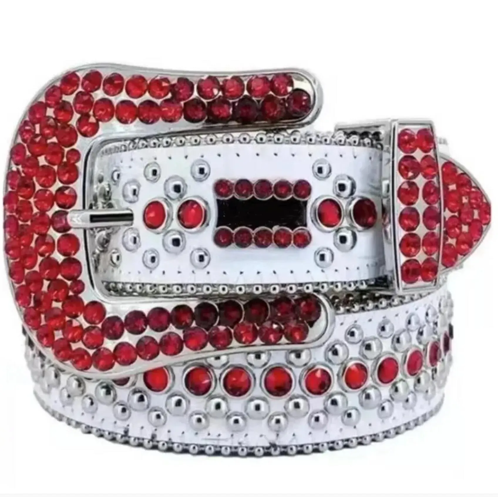 Cintura con diamanti lucenti uomo donna Cintura firmata Simon Cinture per uomo donna Morbida pelle artificiale di alta qualità resistente multicolore con strass bling