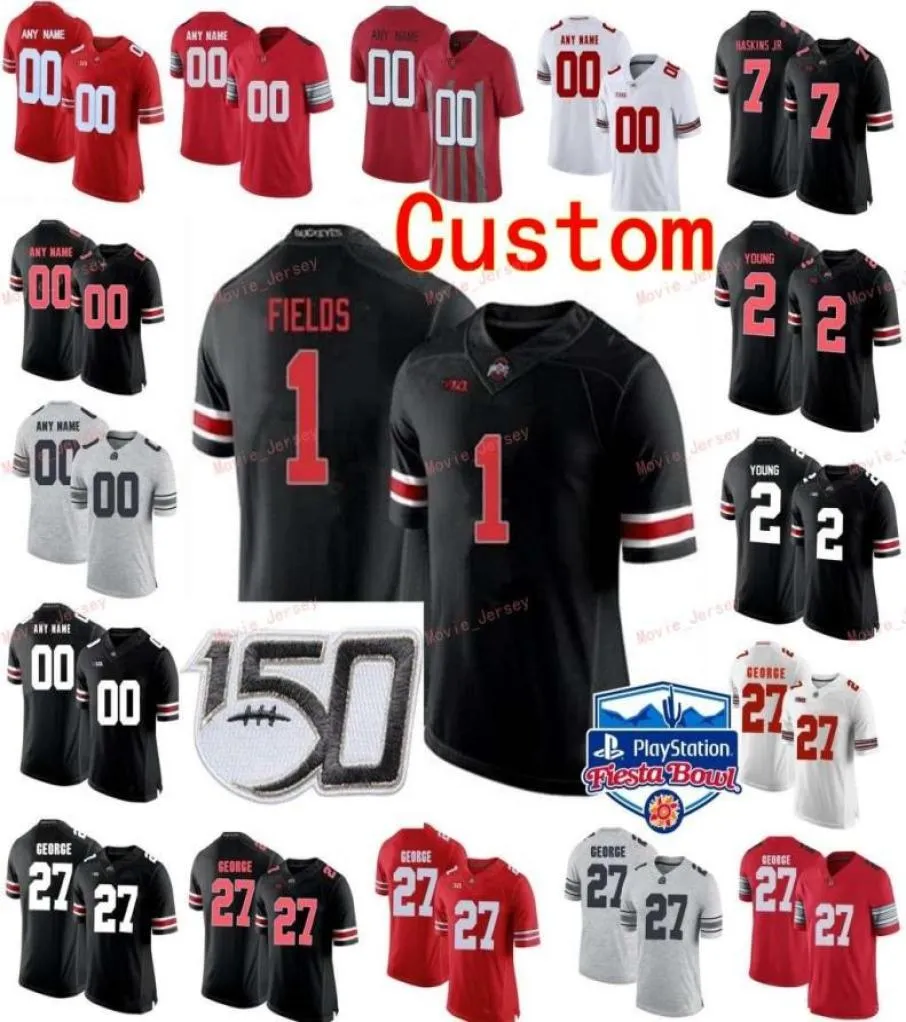 Cosido personalizado 17 Chris Olave 18 Tate Martell 2 Chase Young 2 JK Dobbins Ohio State Buckeyes College Jersey juvenil2802104