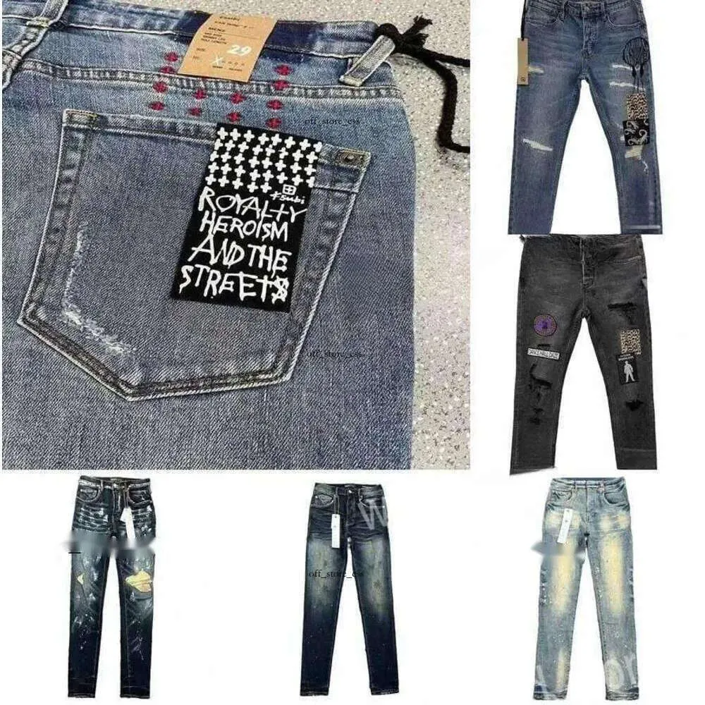 Jeans di marca viola Tendenza moda Jeans Kusbi Designer Ksubi Jeans Jeans skinny da uomo 2024 Pantaloni in denim di lusso Jeans strappati strappati Jeans neri Jeans slim fit 175