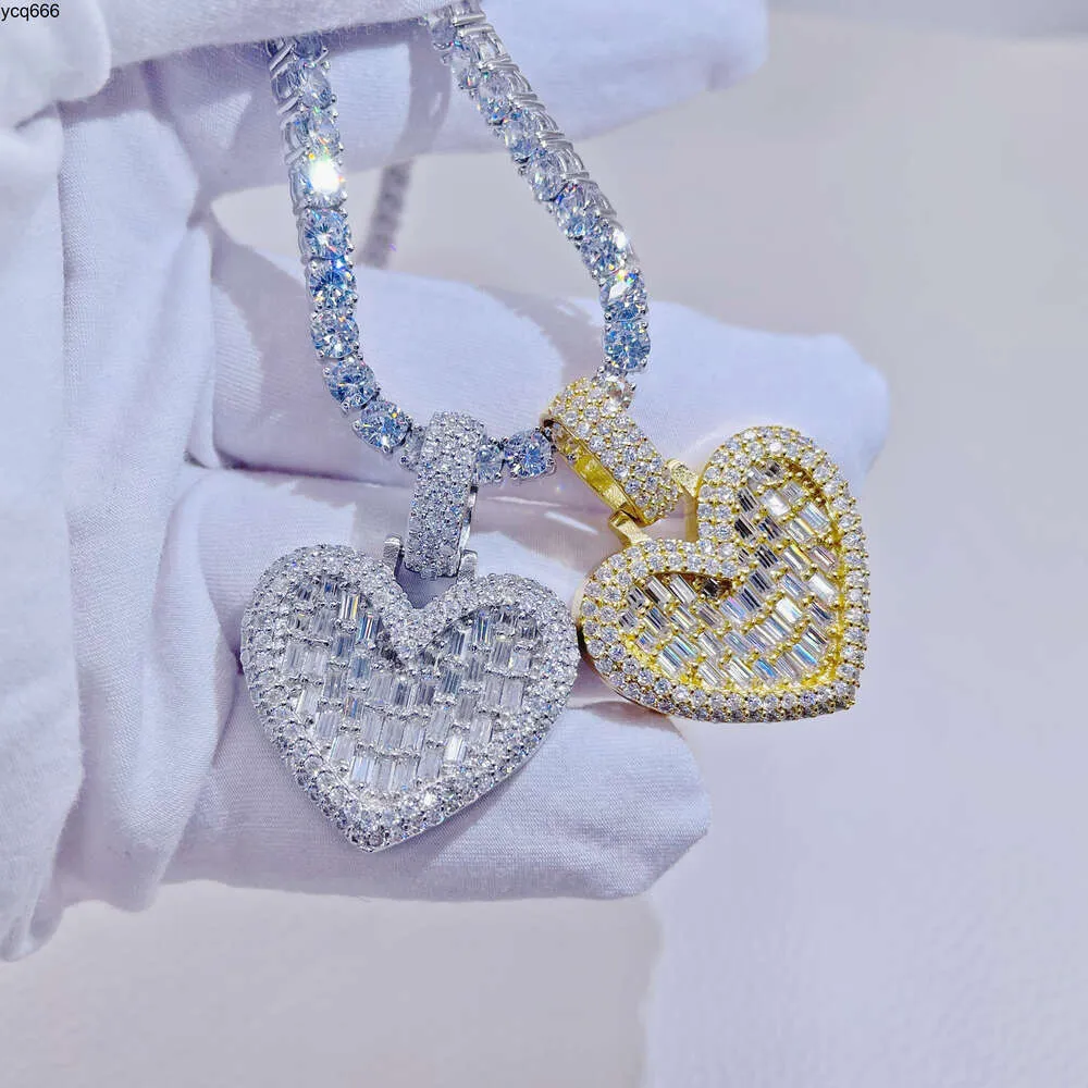 Moda jóias vvs moissanite 925 prata esterlina hip hop gelado coração moissanite pingente para mulher