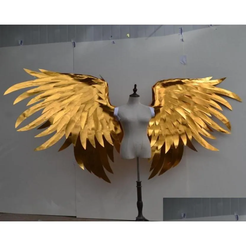 Party Decoration Big Size Gold Angel Wings Beautif Po Shooting Props High Quality Display Supply 4Kg Not Fit For Long Time Wear Ems Dh17X