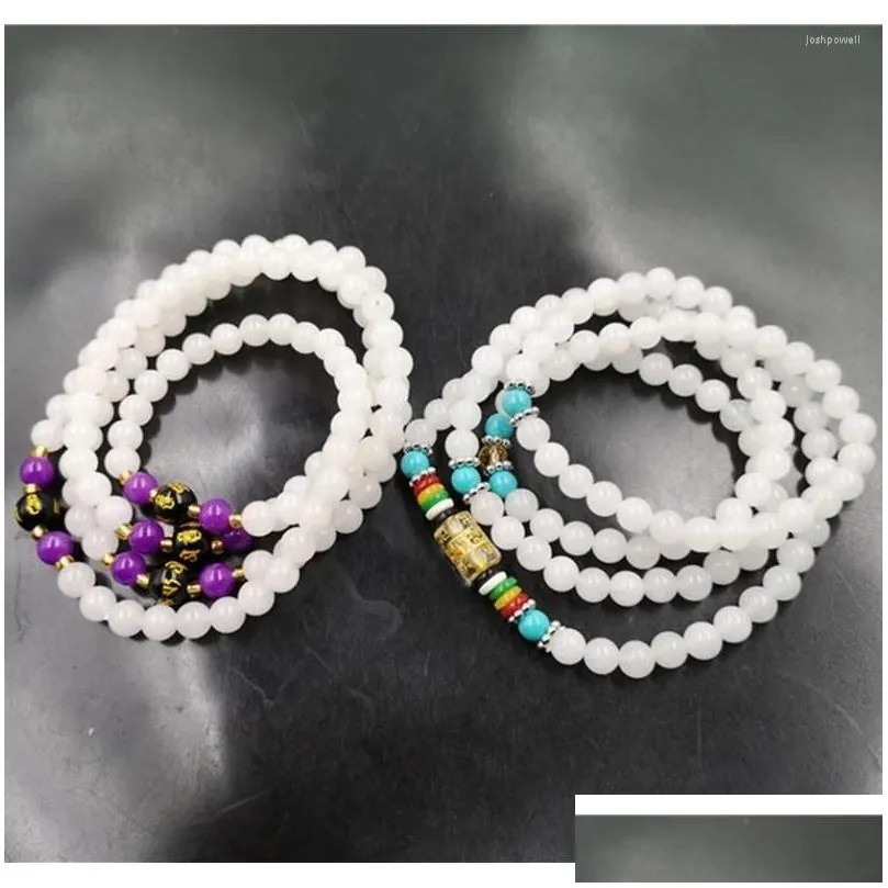 Beaded Strand 6Mm 108 Pcs Jinsi Jade Bracelet Mti-Layer Drop Delivery Jewelry Bracelets Dhqfv