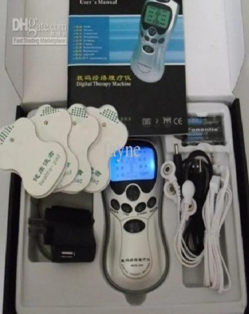 TENS ACUPNTURE DIGINATYCZNA ZASADY MACHINEMASSAGER Kaptery cztery paski elektrod przewody 4 pads6643488