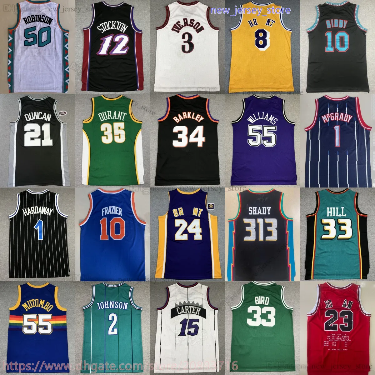 Klassischer Retro-Basketball 21 Kevin Garnett Trikot 15 Vince Carter Larry Johnson Dennis Rodman Allen Iverson Grant Hill Tracy McGrady Steve Nash Charles Barkley James