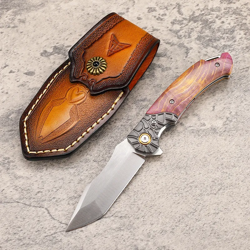 Neues A2290 Flipper-Klappmesser, M390-Satin-Tanto-Spitzenklinge, gehärtetes Holz mit Stahlkopfgriff, Outdoor-Kugellagerscheibe, schnell zu öffnende Klappmesser