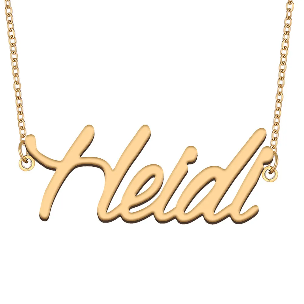 Heidi namn halsband hänge anpassad personlig för kvinnor flickor barn bästa vänner mödrar gåvor 18k guld pläterat rostfritt stål