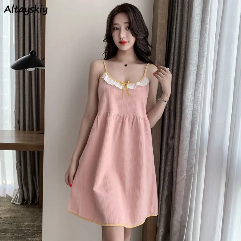 Nachthemd Chic Fashion Korean Style Home Weiche Nachtwäsche süße süße elegante sexy lässige ärmellose dünne Sommerwäsche 240228