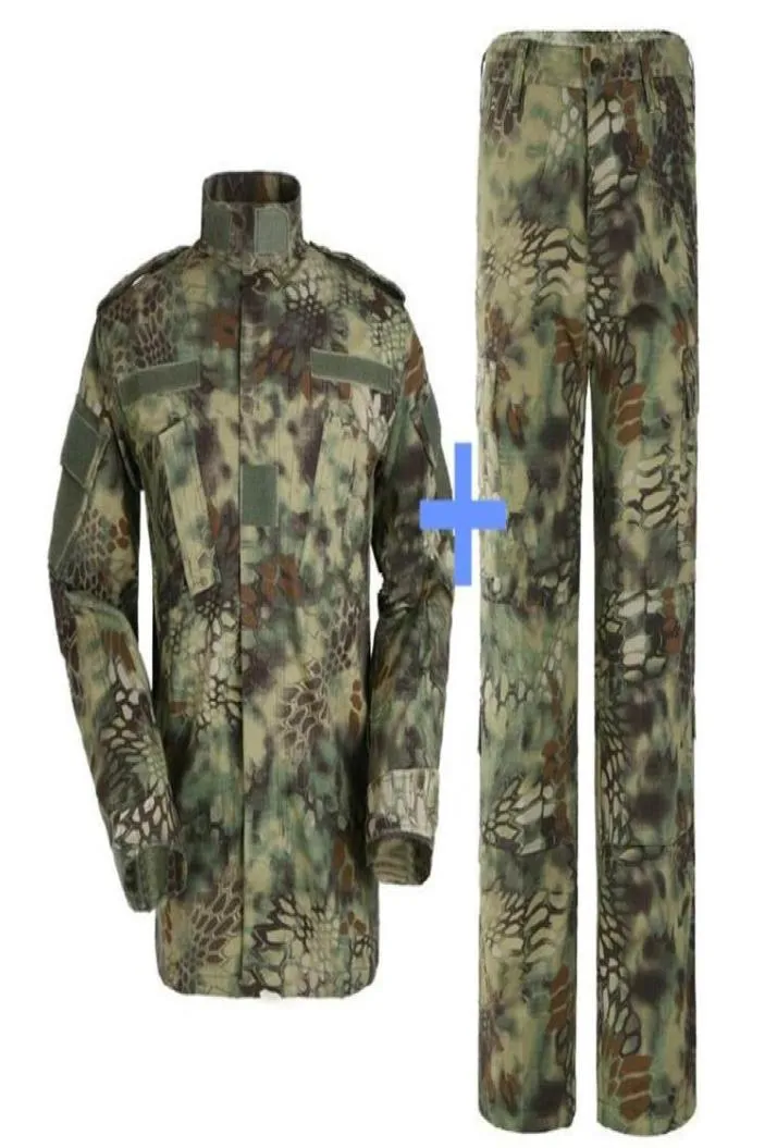 Conjunto de camuflagem para caça de verão, uniforme de campo bdu, camisa, calças, men039s, uniforme de caça tático, kryptek typhon camo4294956