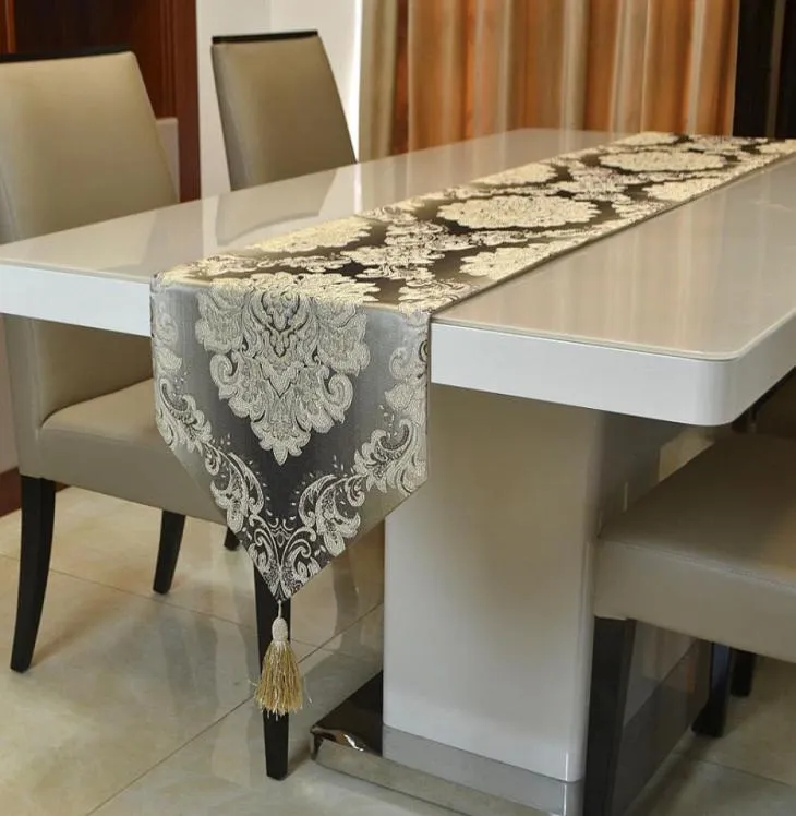 Modern Luxury European Minimalist Jacqurard Table Runner för soffbord placemat dekoration bordsduk 32 cm x 210 cm6373116