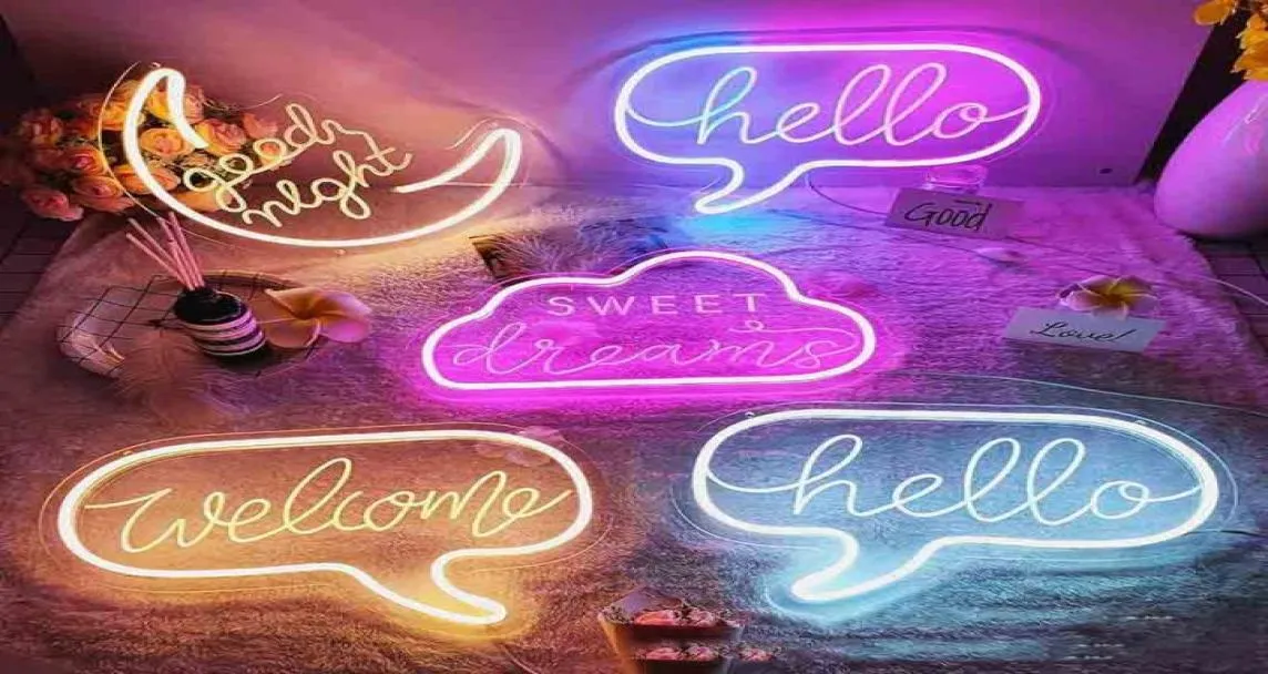 LED NEON LAMP Księżyc Good Night Dream Happy Birthday Neon Znaki Witaj słońce akrylowa dekoracja pomieszczenia światła światła ścienne 2319660