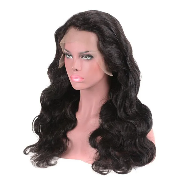 100 human full lace hair wig Handmade lace front human hair wigs with baby hair body wave for black women can be dyed4767536