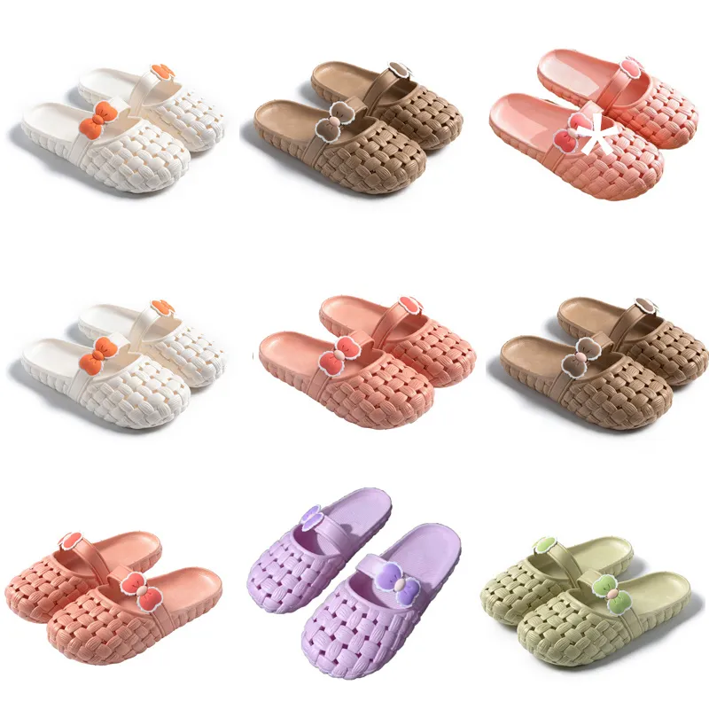 Zomer nieuwe product slippers ontwerper voor dames schoenen groen wit roze oranje baotou vlakke bodem boog slipper sandalen mode-049 dames platte dia's gai outdoor schoenen