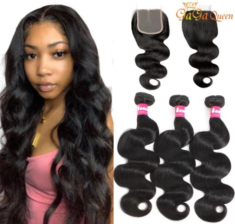 Mink Brazilian Body Wave Hair bundles With Closure 4X4 Lace Closure With Bundles Mink Brazilian Virgin Hair Body Wave Human Hair W9668207