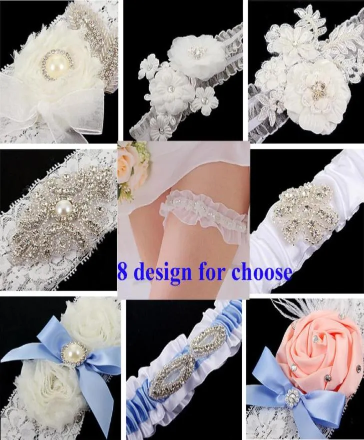 Ligas nupciales de encaje, 8 diseños para elegir sexy con cuentas de cristal, ligas para piernas de boda, accesorios nupciales tyc0054846569