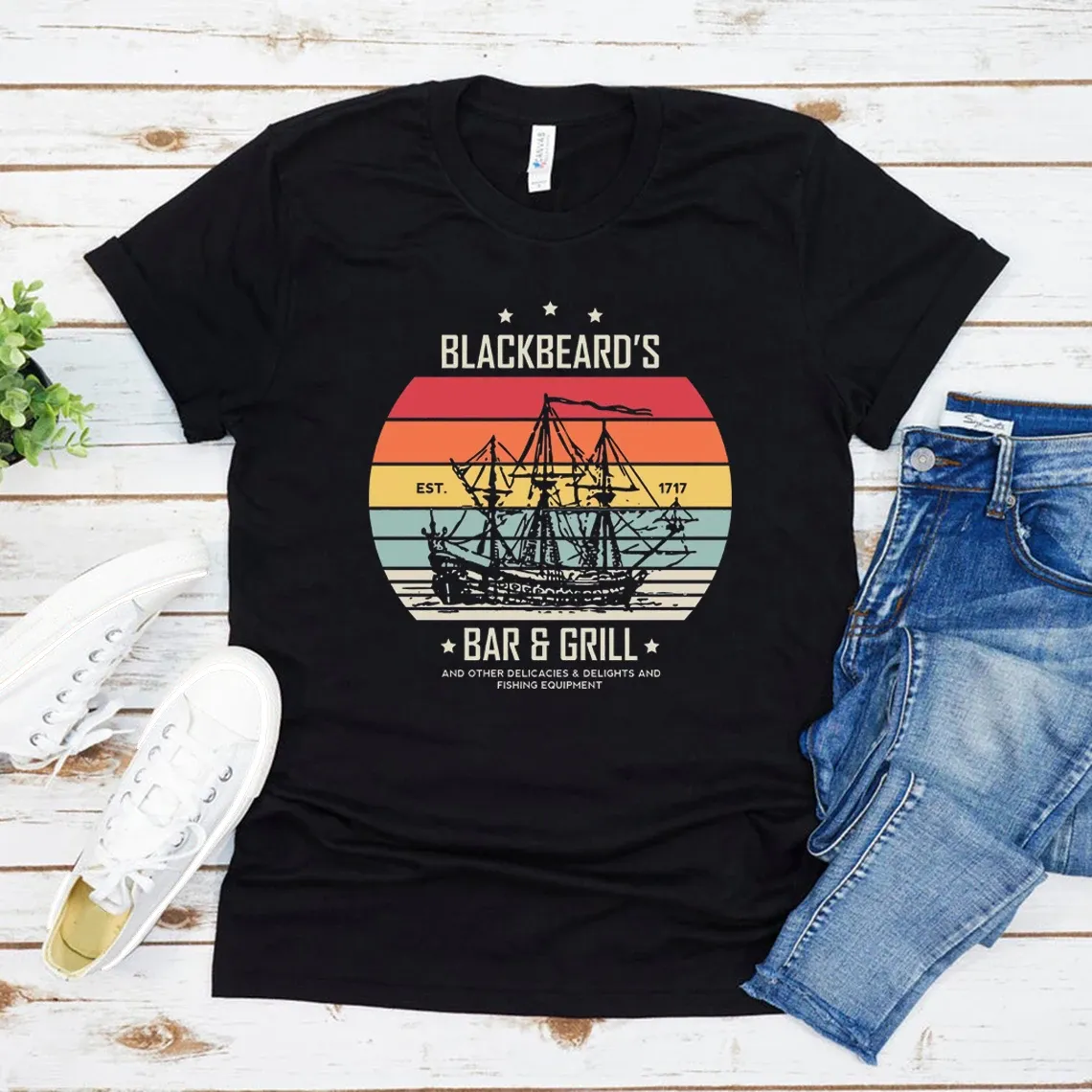 T-Shirt Black Beard's Bar and Grill T-Shirt Unsere Flagge bedeutet Tod T-Shirt Gentleman Pirate Tees Vintage LGBT T-Shirt Kurzarm Tops T-Shirt