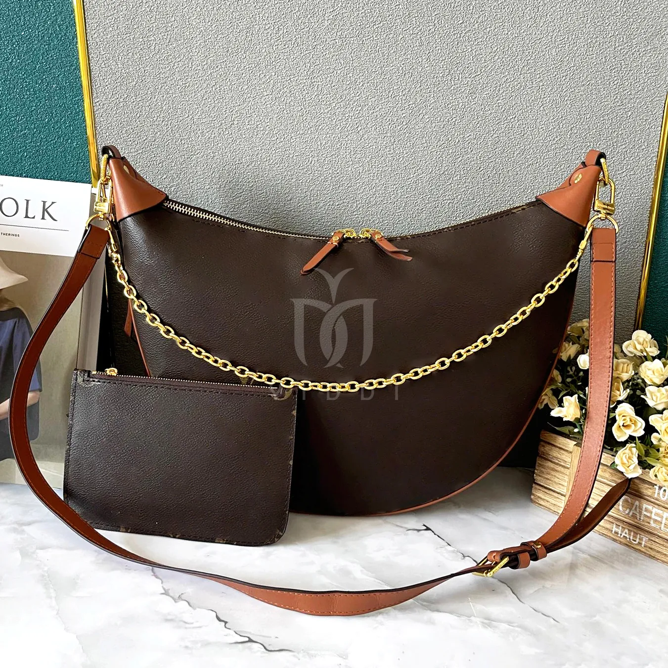 Spiegelqualität Hobo Loop Designer Halbmond Frauen Vintage Crossbody große Kapazität Croissant Schulter Crescent Kette Achselbeutel