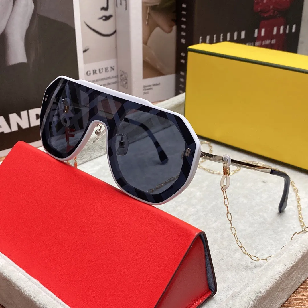 Женские солнцезащитные очки с буквенным принтом F, радужные линзы, зеркало-лягушка FOL51, популярные, красочные, винтажные, высокого качества, Lunette de Soleil, с коробкой