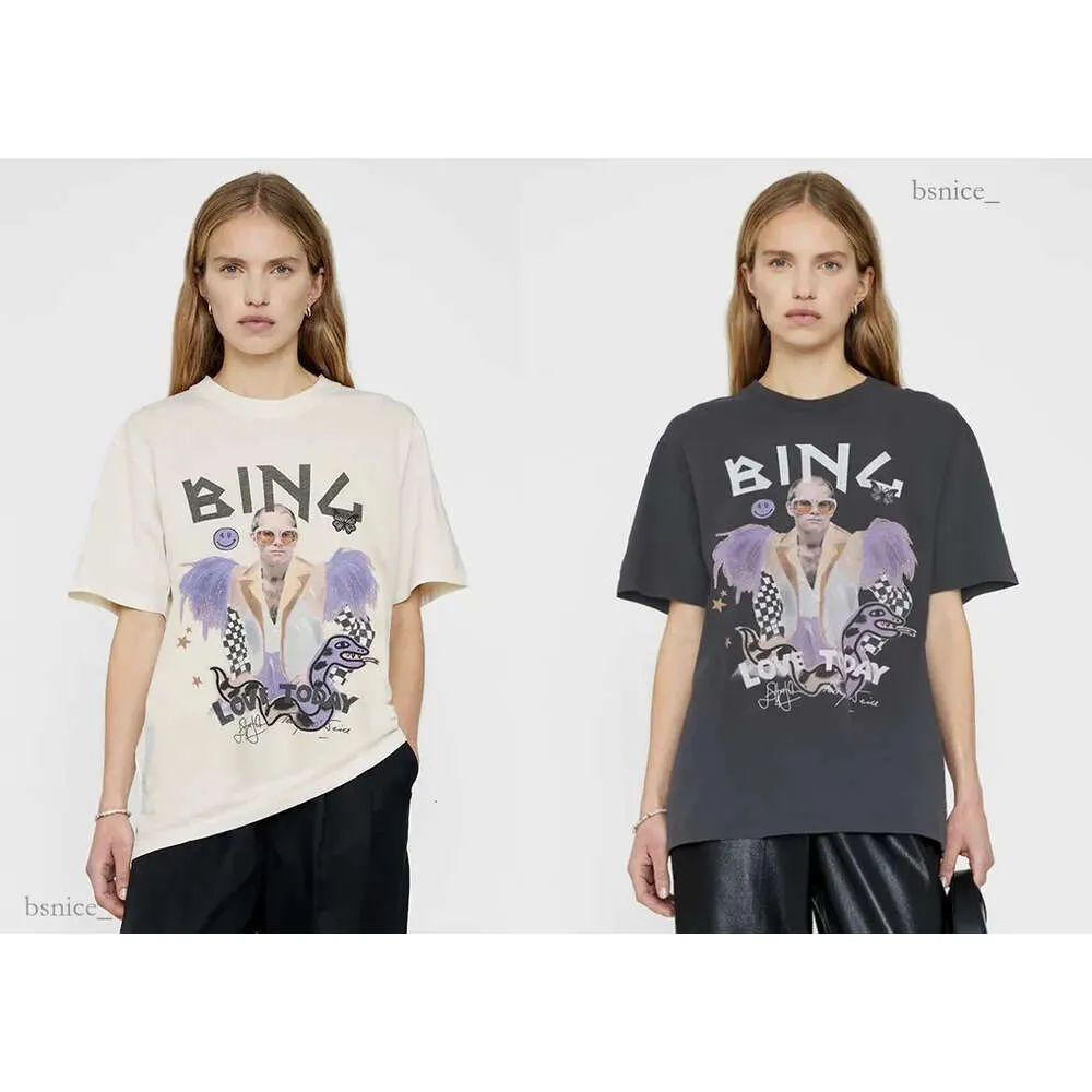 2023SS AB LILI WOMEN DESINER TEES BINGSファッションイラストコットンプリントTシャツラウンドネックTシャツ夏トップ630