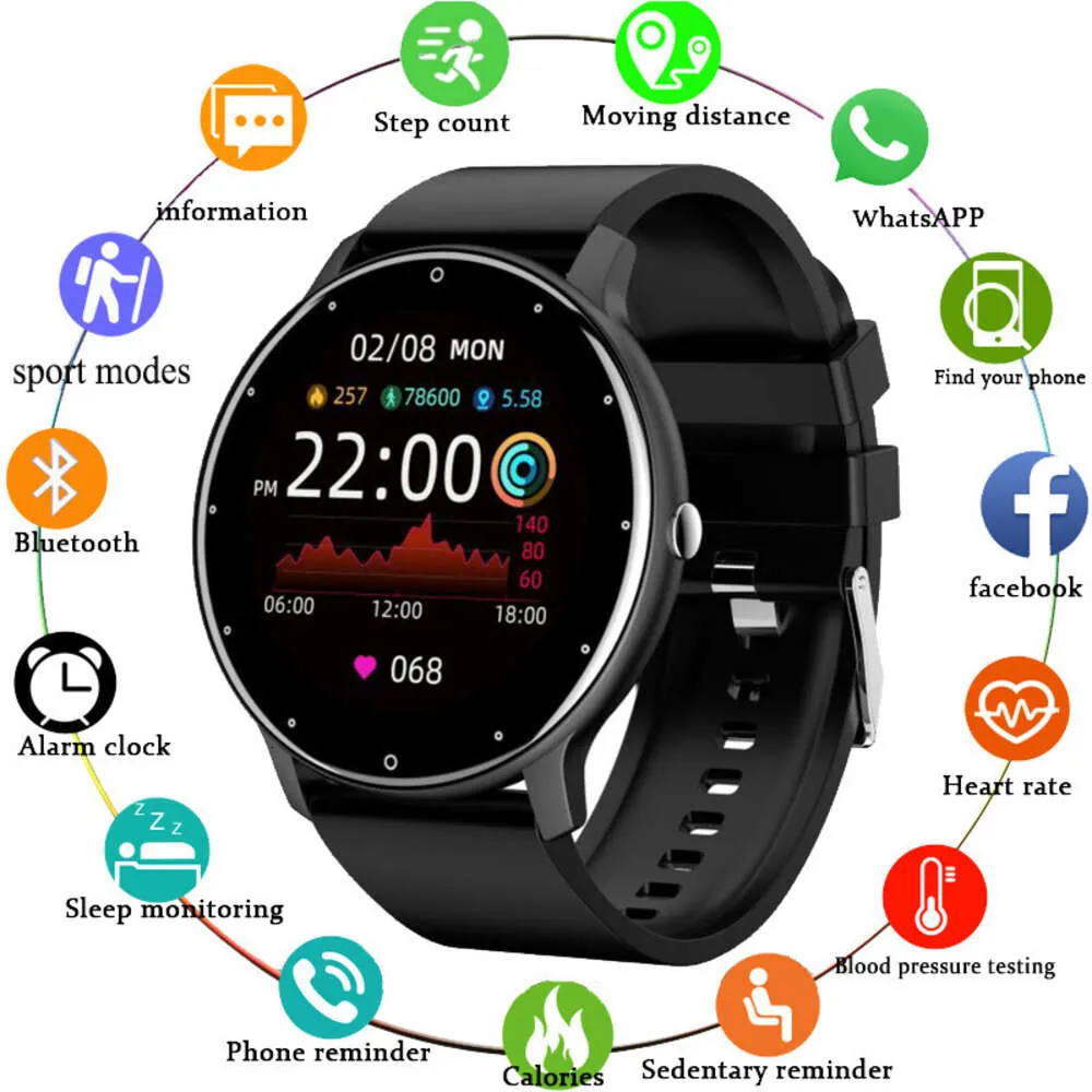 Zl02d masculino relógio inteligente tela de toque completa fiess rastreador ip68 à prova dip68 água esportes feminino smartwatch para xiaomi huawei ios telefone 2023