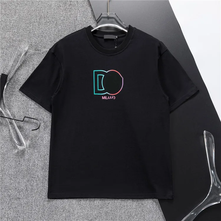 Designer tops Tide Tshirt Chest Letter Laminated Print Short Sleeve High Street Loose Casual T-shirt 100% Pure Cotton Tops riou