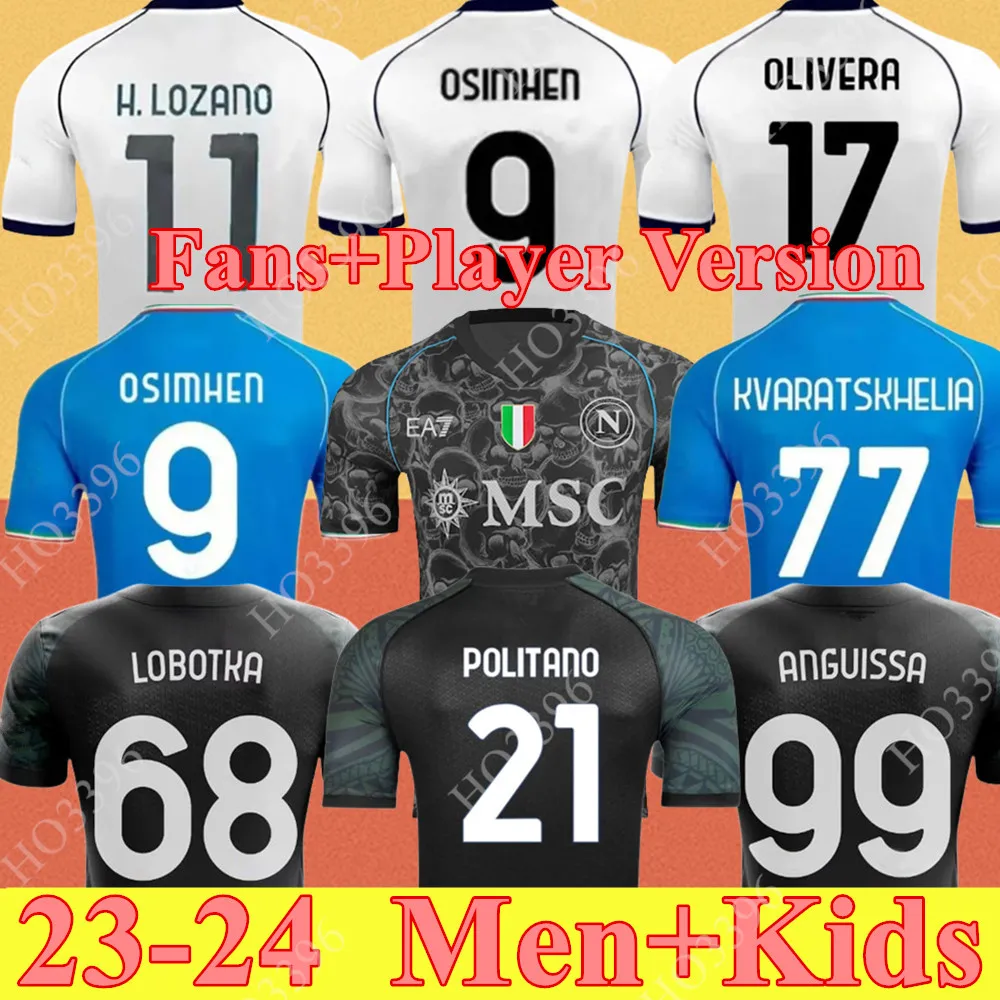 23 24 NAPOLI Soccer Jerseys Maglia Naples 2023 2024 ZIELINSKI KVARATSKHELIA ENFANTS CAMPIONI D'ITALIA Halloween Match MAILLOT DE FOOTBALL OSIMHEN LOZANO SSC Napoli Maillot