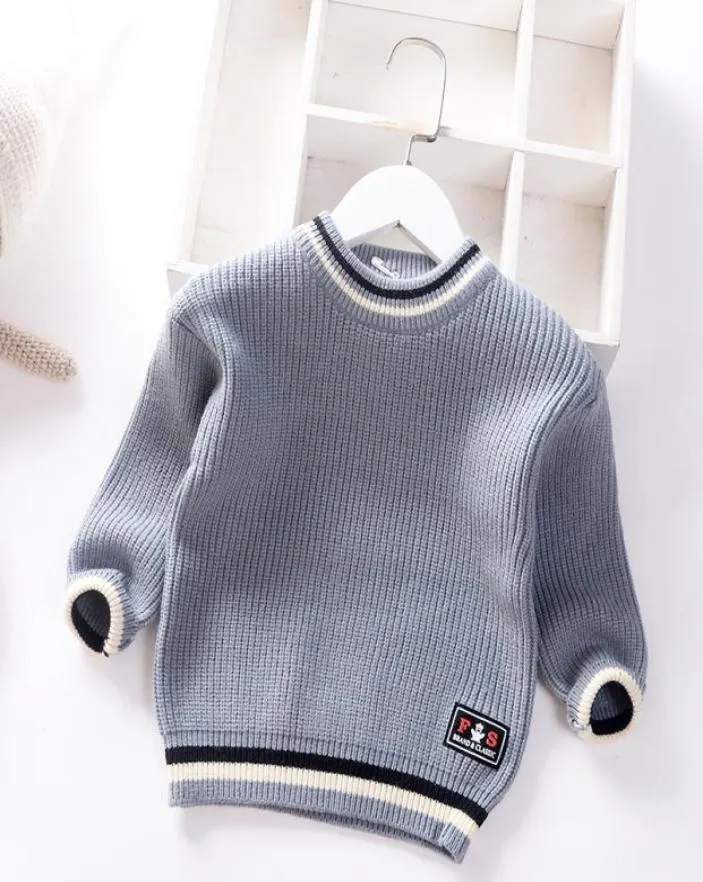 Sonbahar Kış 2021 Bebek Erkek Süveter Çocukları Örme Kıyafet Çocuklar Krop Jumper Toddler Striped Avrupa Stil Boy6225404