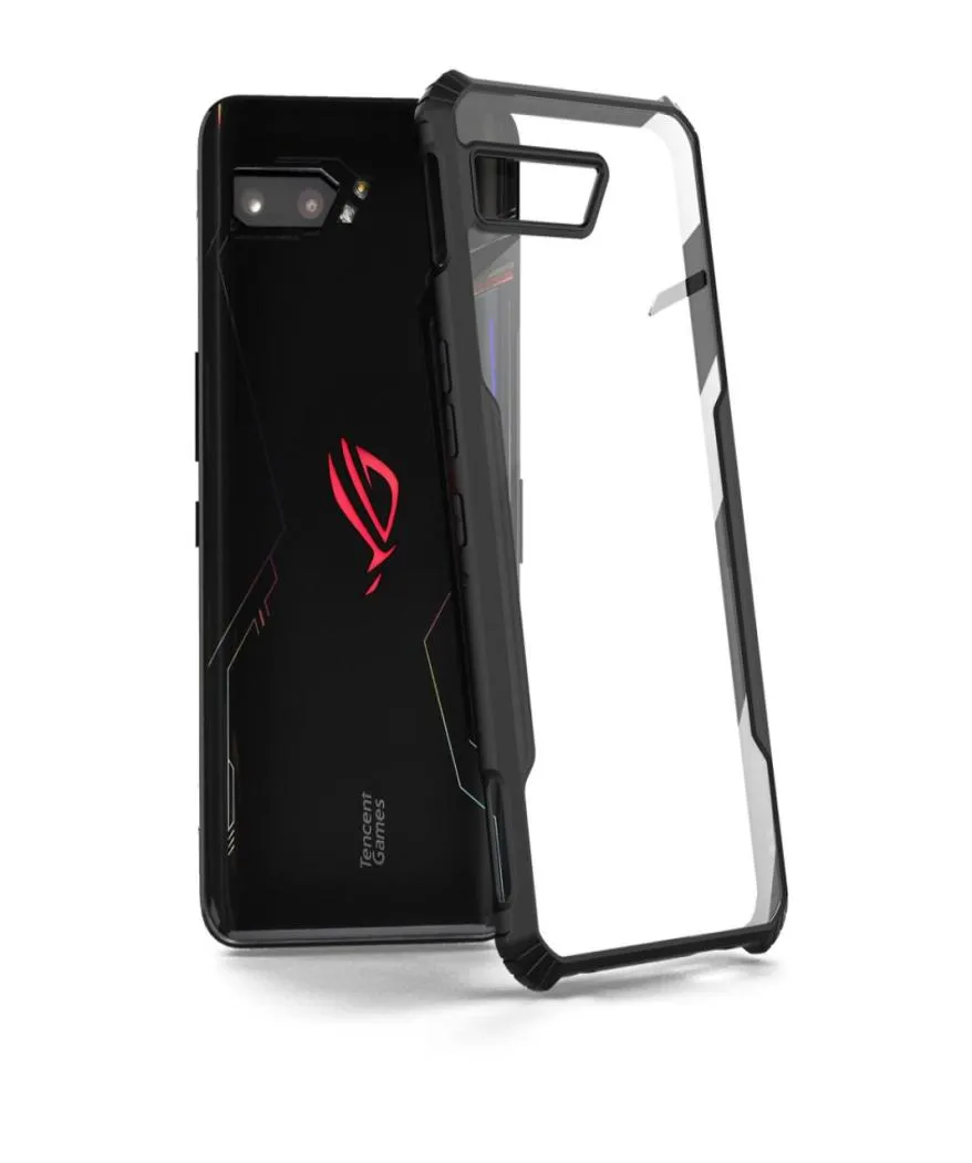 Zshow capa para asus rog phone 2 armadura tpu moldura com capa contra poeira embutida transparente pc traseiro compatível com gatilho de ar 7104382