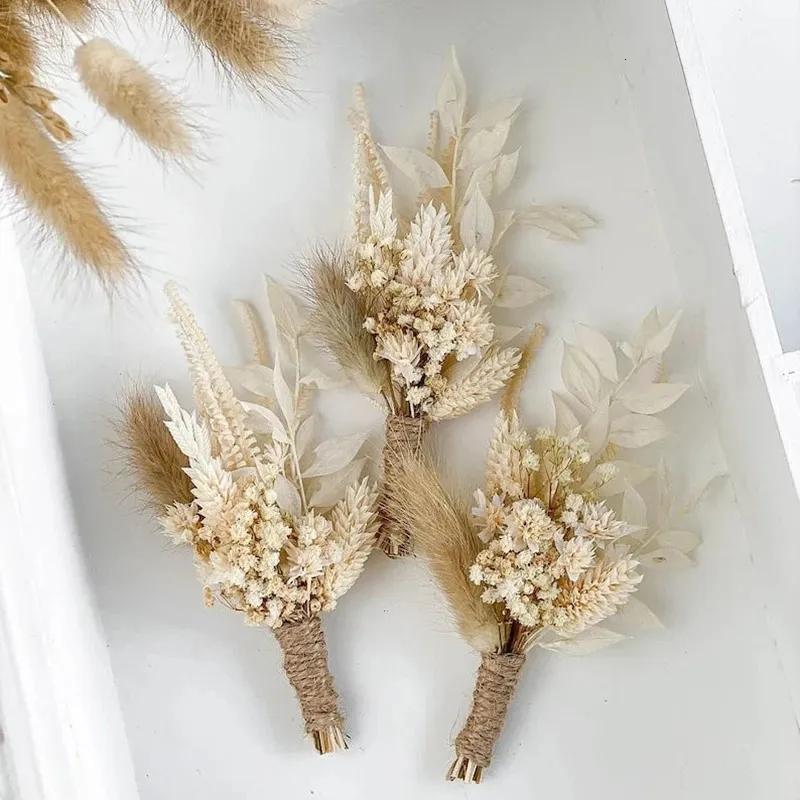 Mini Pampas Gypsophila Natural Dried Flower bevarad bukett för Babysbreath Home Wedding Decoration POGRAPHY BACKDROP DECOR 240223