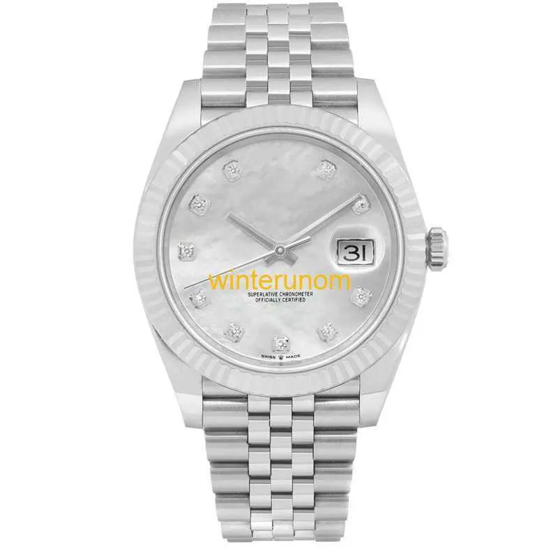 Orologi da uomo Roiex Datejust 41 Orologio di lusso giubileo in acciaio oro bianco 18 carati MOP quadrante con diamanti 126334FN 2GWS