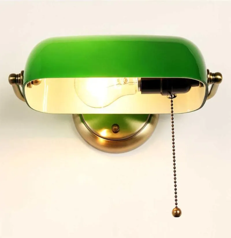 Retro traditional green banker wall lamp classical vintage white wall light LED E27 for bedroom living room corridor el store 21078463831