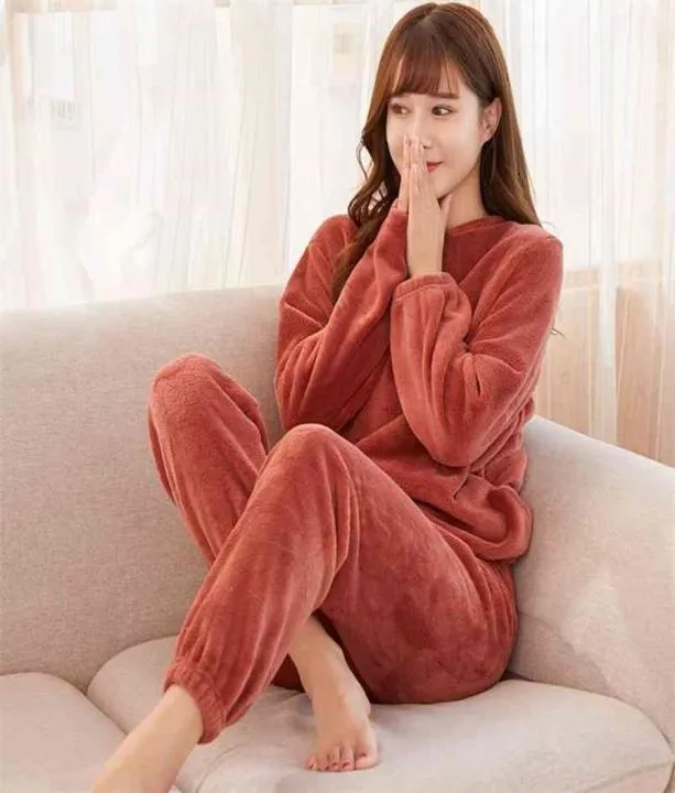 Pyjamas Set Homewear Women Pyjama Plus Size Sexy Warm Flanell Pants Winter Sleepwear Femme Plush Clothes 2108318665782