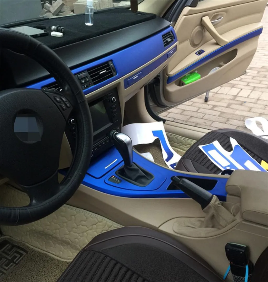 För BMW 3 -serie E90 4Doors 20052012 Interior Central kontrollpaneldörrhandtag 3D5D Kolfiberklistermärken Dekaler Bilstyling AC7303966