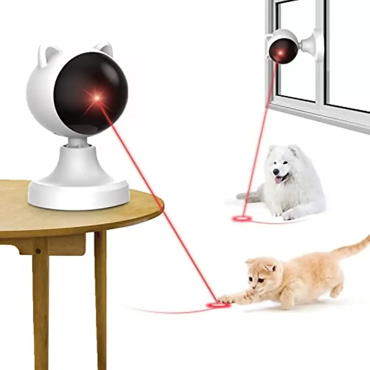 Atuban Cat Toy Interactive Automatyczna aktywna zabawka laserowa dla kotów/psów/kociąt/kociak/kittysilent wskaźnik laserowy