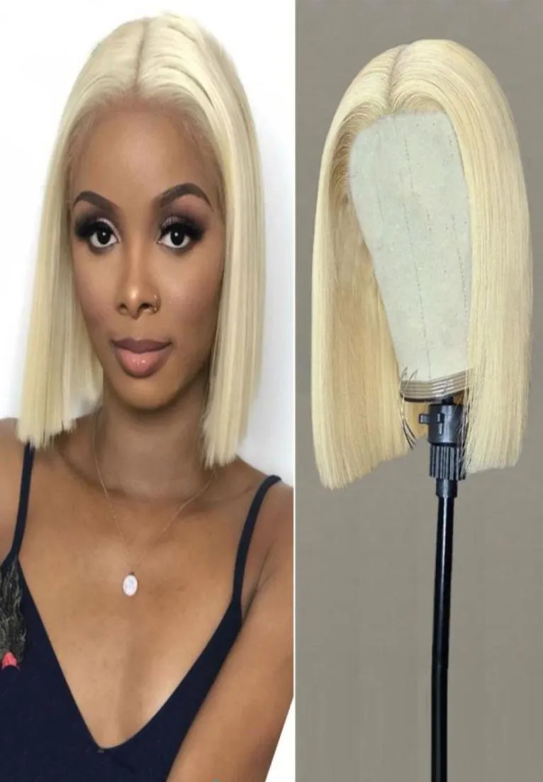 613 Blonde Bob perruque Maxine 613 Blonde dentelle avant perruque courte Bob perruques de cheveux humains pour les femmes 150 Transparent Lace73853923775769