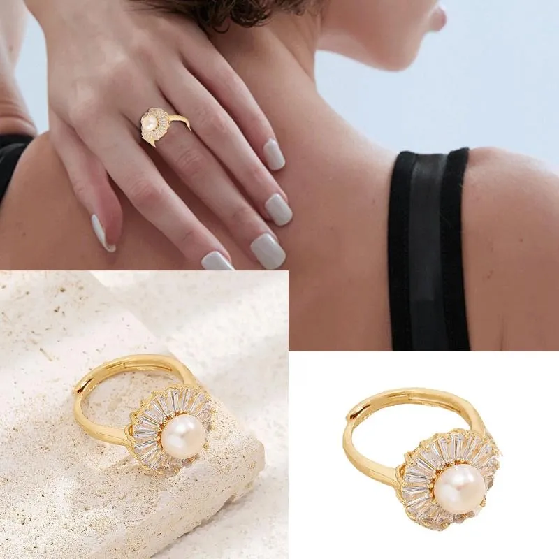 Cluster Rings European And American Border Jewelry Fashion Personality Open Pearl Ring Design Sweet All