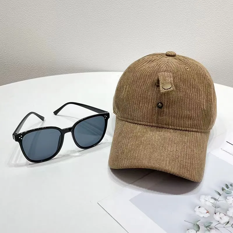 Designer's New Sunglasses Hat Men's and Women's Autumn/Winter Corduroy Trendy Brand Duck Tongue Hat Detachable Fashion Versatile Baseball Hat