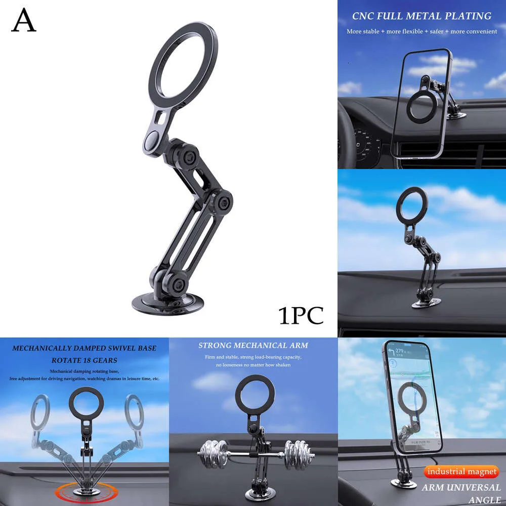 New Universal Portable Folding Magnetic Car Holder 360 Rotation Bracket Auto Retractable Phone Clamp For Iphone Samsung