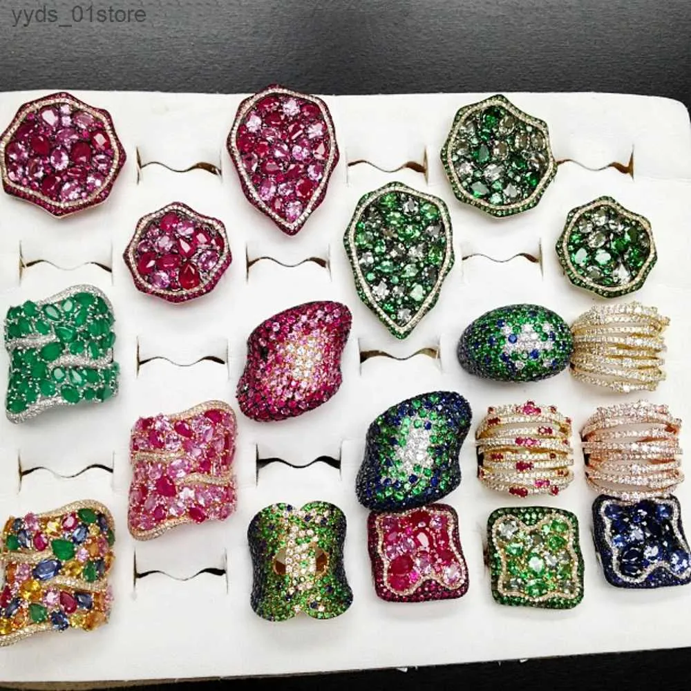 Anneaux Missvikki magnifique Noble empilable brillant anneaux pour les femmes de mariage cubique Zircon fiançailles Dubai Punk bijoux de mariée L240305