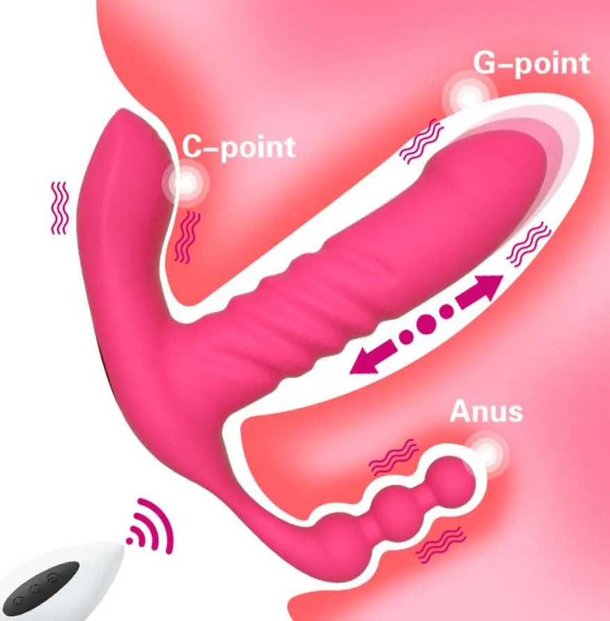 Massaggio 7 frequenze telescopico vibratore vibratore tre motori massaggiatore clitorideo Gspot stimolatore vaginale spina anale figa giocattolo del sesso per 1947020