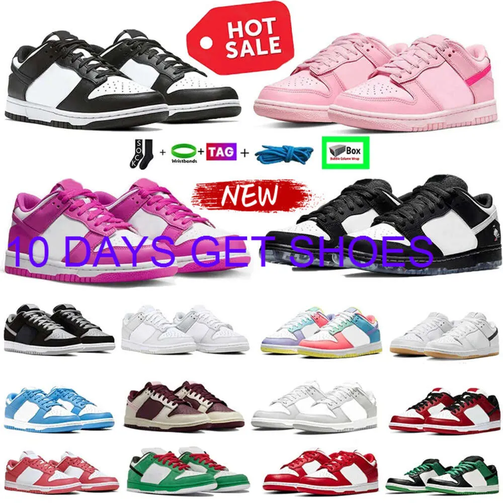 Avec une boîte gratuite pour hommes E chaussures de course basse baskets blancs noirs panda pigeon triple rose unc phonton poussière gris brouillard actif fuchsia valentin jour sb dhgate