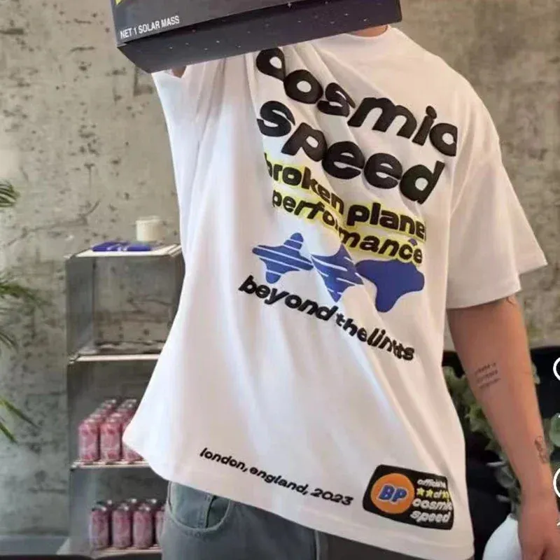 Cosmic Speed Brief Schaum Kurzarm Sommer T-shirt für Männer und Frauen Streetwear Y2k Baumwolle Baggy T-shirts Ropa Hombre Tees 240305