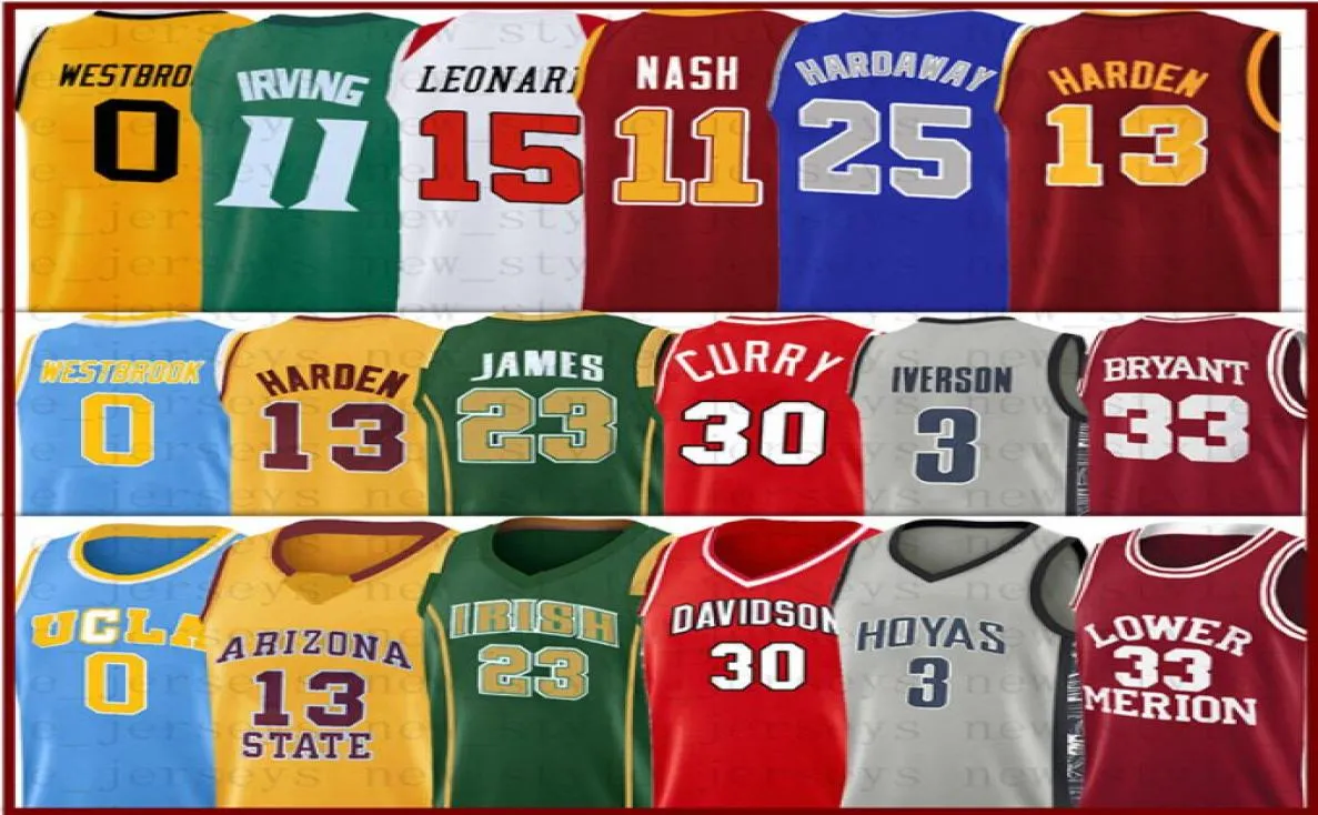 Caroline du Nord Michael Kevin Harden Durant Maillots de basket-ball Johnson Bel-Air Stephen Allen Iverson Curry Westbrook Dwyane Vince Wade Carter8278121